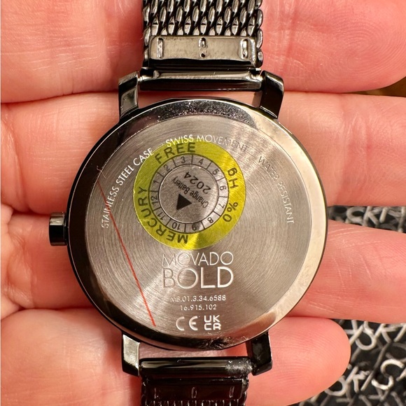 Movado bold rainbow crystal watch rare. New in box with free designer scarf - Picture 3 of 8